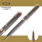 Good Parker Sonnet Series Ballpoint Pen Grey Grid Gold Clip Fine Nib Blue Ink