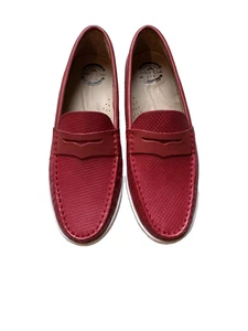 Driver Club USA Shoes Womens Size 5 Red Naples 2 Penny Loafer Leather Moccasin - Picture 1 of 14