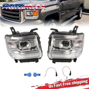 Chrome Clear Style HeadLights Lamps For 2014-2019 GMC Sierra 1500 2500 3500 - Bild 1 von 10
