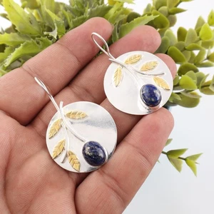Naturale Lapislazzuli 925 Argento Sterling Gemma Goccia Orecchini 44 Cts - Foto 1 di 3