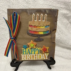 Rustic Handmade Lunch Bag Greeting Card Kid's Birthday Unisex W Envelope - Picture 1 of 11