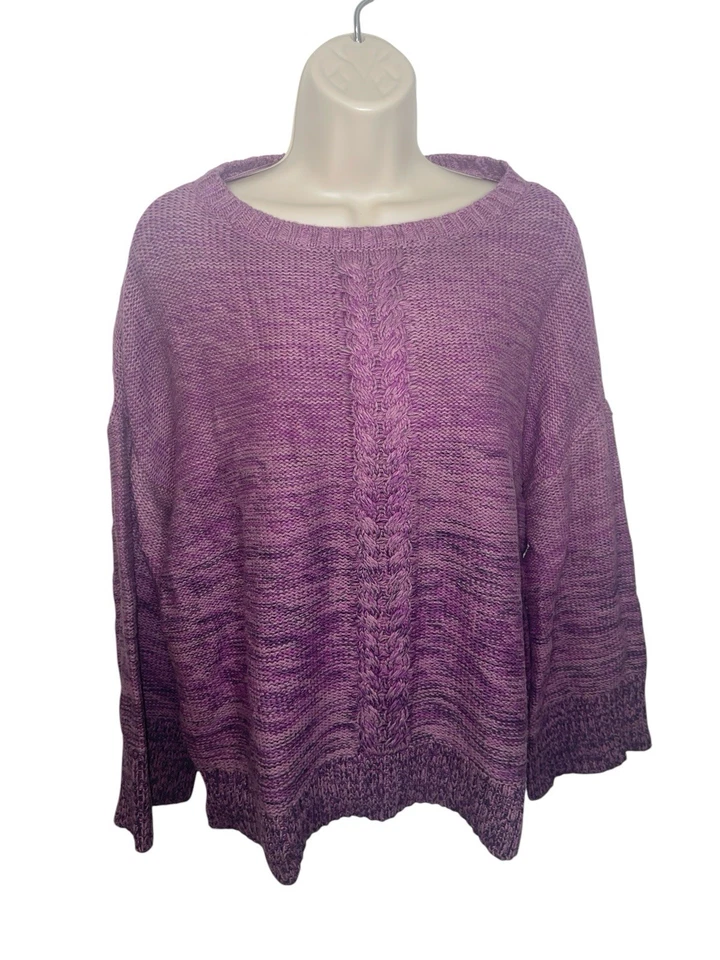 Suéter Style & Co Feminino 1X Plus Size Acabamento Trançado Marled em Uva Escura $49.50 - Imagem 1 de 4