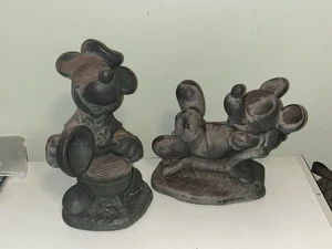 "2 estatuas vintage 1997 Mickey Mouse Disney jardín exterior 10""" Oculta tu llave - Imagen 1 de 8