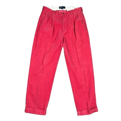 Pantalones de Pana Polo Ralph Lauren Vintage Años 90 Pantalón Hammond Plisado Puños 34x30 Foto 1 de 4