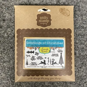 Unity Stamp Company Greetings Of Christmas Unmounted Rubber 17 Stamp Set NEW - Picture 1 of 5