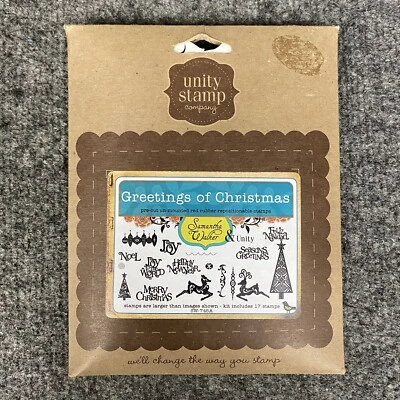 Unity Stamp Company Greetings Of Christmas Unmounted Rubber 17 Stamp Set NEW - Image 1 of 4