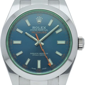 ROLEX Milgauss Uhr Grün Saphir Z Blau Aktuelle Garantie 116400GV Edelstahl... - Bild 1 von 6
