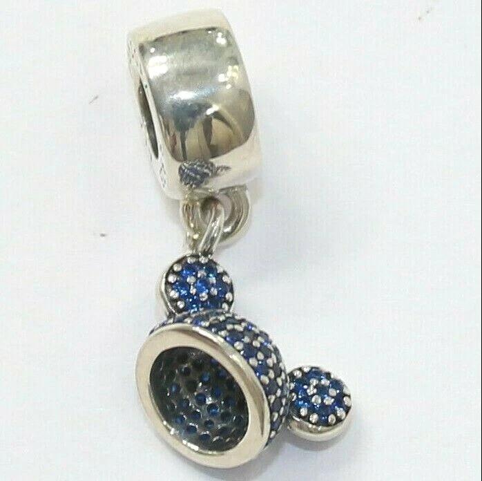 Authentic PANDORA Charm 791471ncb Mickey Mouse Sparklin Ear Hat Blue Dangle