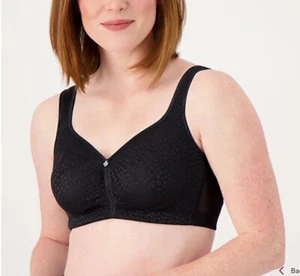 Breezies Wirefree Diamond Shimmer Unlined Support Bra Black 38C A561421 - Picture 1 of 2