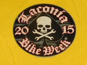 *NUEVO* 2015 Laconia Bike Week Motocicleta Semana N.H. Camiseta Grande Amarilla - Imagen 1 de 5