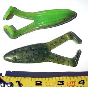 5ct WATERMELON CHARTREUSE 4" BASS TOADS FROGS Fishing Lures Topwater Frog Baits - Picture 1 of 1