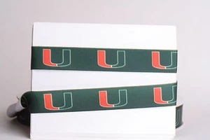 UNIVERSITY OF MIAMI HURRICANES 7/8" Grosgrain Ribbon 1, 5, 10 Yards FROM USA - Picture 1 of 1