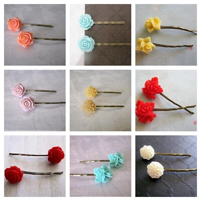 NEW Handmade Flower Hair Pin Accessory, Antique Bronze Tone, Free US Shipping! - Image 1 of 4