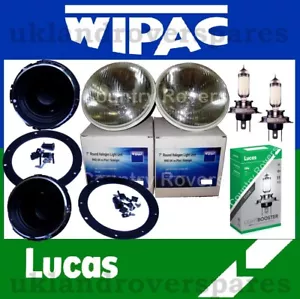LAND ROVER SERIES HEADLIGHT KIT-2 HALOGEN HEADLIGHTS-2 PLASTIC BOWLS & H4 XENONS - Picture 1 of 5