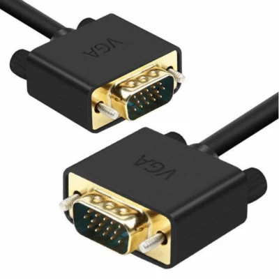 Neu Premium 2m Gold Abgeschirmtes VGA Monitor Kabel 15 Polig D-Sub DB15 Voll HD - Bild 1 von 4
