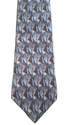 Corbata para hombre All Silk Milano Uomo marrón plata azul 100 % seda  Foto 1 de 4