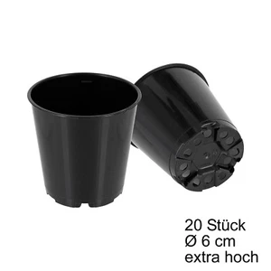 20 Runde Hohe Mini Pflanztöpfe Ø 6 cm glänzend - GREEN24® Profi Anzuchttöpfe  - Bild 1 von 1