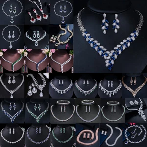 Collana donna cristallo catena clavicola zirconi lusso orecchini set gioielli regali - Foto 1 di 179