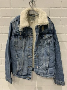 New Look Kids Sherpa Lined Denim Jacket Size 10-11 Yrs Old - Picture 1 of 8