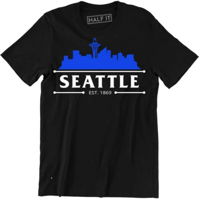 Seattle Est 1869 Shirt - Skyline Badge Seattle City Men's T-shirt Tee - Image 1 of 4