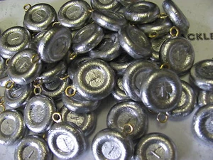 10 - 1 oz. RIVER SINKER, SCHEIBENGEWICHT, OHNE ROLLE!!, mit Messingöse GRATIS S/H - Bild 1 von 4