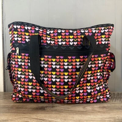 Bolso de Mano Ligero Roxy Quicksilver Estampado Corazón Negro y Rosa Foto 1 de 4