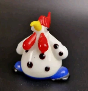 Statuetta arte vetro soffiata a bocca - gallo / pollo - pollo pasquale - 5 cm - Foto 1 di 3