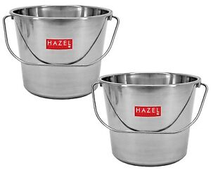 Stainless Steel Non Joint Leak Proof Water Storage Bucket Set of 2 (5.5 Liter) 