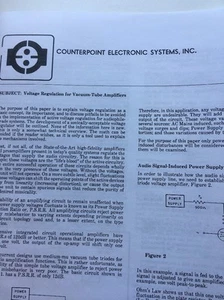Counterpoin Electronic Systems Voltage Regulation Vacuum Tube Amplifiers Orig!! - Picture 1 of 3