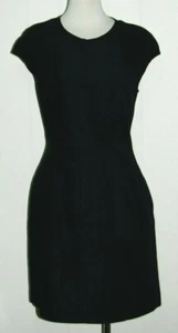 GAP Cotton Linen Dark Blue Scoop Neck Cap Sleeve Side Pockets Sheath Dress 6 - Picture 1 of 3