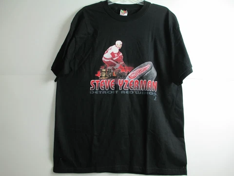Detroit Red Wings Steve Yzerman NHL Hockey Black T- Shirt Size XL NWOT Cover