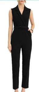 NWT Allegra K Sleeveless Button Front Closure Long Leg with Pocket Jumpsuit - Picture 1 of 13