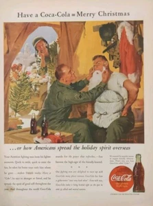 1944 WW2 Soldier Dressing Up As Santa Claus Coca Cola Print Ad Merry Christmas  - Picture 1 of 1