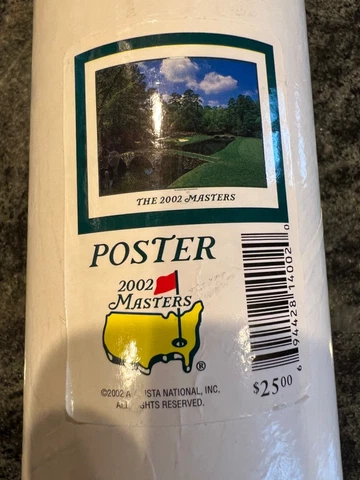 Authentic Official 2002 Augusta National Masters 12th Hole Golf Poster 25” x 30” Cover
