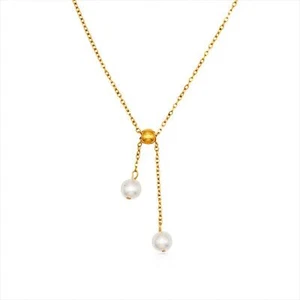 NATURAL FRESH WATER PEARL SWEATER NECKLACE 18K Gold Plated Jewelry - Picture 1 of 7