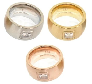 Edelstahl Ring Damen Verlobungsring Stein Eckig Fingerring Partnerring Damenring - Picture 1 of 7