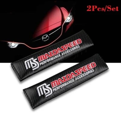 2x Cubiertas de cinturón de seguridad Mazdaspeed aspecto de fibra de carbono almohadillas para los hombros cojín para Mazda Foto 1 de 4