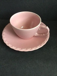 Vintage Vernonware Vernon Kilns Pottery Pastel Cup & Saucer Pink California - Picture 1 of 5