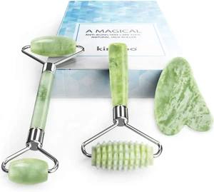 Jade Roller and Gua Sha for Face-3 in 1 Kit with Facial Massager Tool,100% Real - Picture 1 of 12