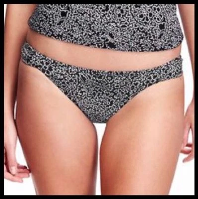 Parte inferior de bikini OLD NAVY XS NEGRO BLANCO Geo Gatherd Sides Hipster nueva con etiquetas extra pequeña Foto 1 de 4