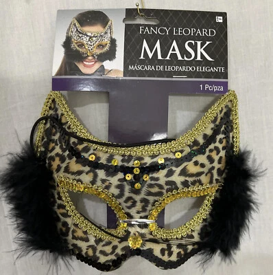 Amscan  Leopard Marabou Masquerade Mask, 1 Piece - NWT - Halloween/Margo Gra - Image 1 of 4
