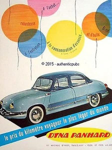 PUBLICITE DYNA PANHARD BLEU LE PRIX LE PLUS LEGER DE 1958 FRENCH AD PUB VINTAGE - Foto 1 di 1