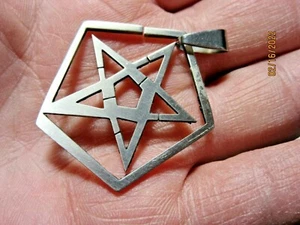 Pentagon Pentacle Pendant Stainless Steel 1 11/16 Inch Collectible Reiki PPSP-1 - Picture 1 of 5