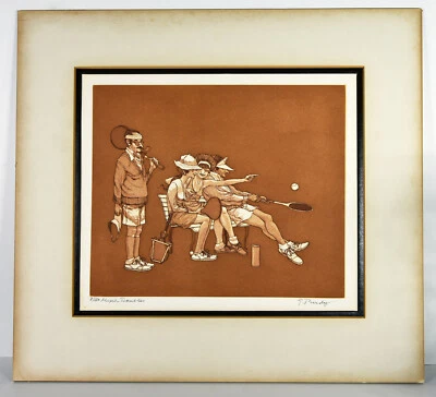 Tenis Divertido Doble Mixto 13" Original Firmado Gerald Purdy Edición Limitada. Impresión  Foto 1 de 4