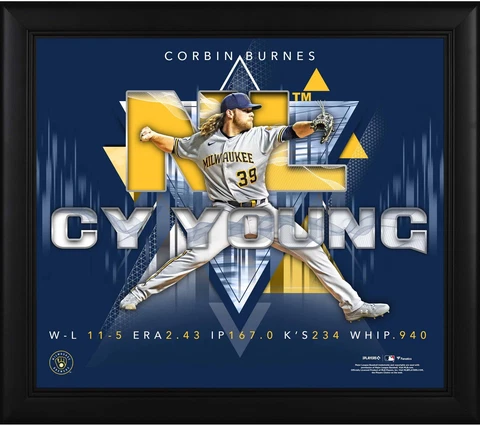 Corbin Burnes Milwaukee Brewers Framed 15x17 2021 NL Cy Young Award Collage Cover