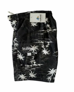 New Boy's Swim Trunks Shorts Black & White Sea World Size 5 With Pockets - Picture 1 of 5