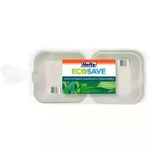 Hefty ECOSAVE Sandwich Hinged Lid Container (6" x 6", 100 ct.) - Picture 1 of 5