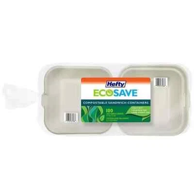 Hefty ECOSAVE Sandwich Hinged Lid Container (6" x 6", 100 ct.) - Image 1 of 4