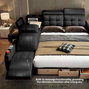 Luxury King Bed with Massage and Storage - Picture 1 of 5