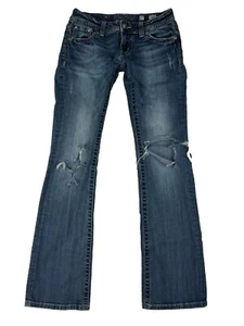 Miss Me Jeans Damen Blau Bootcut Medium Wash Low Rise Jeans Distressed Gr. 27 - Bild 1 von 16